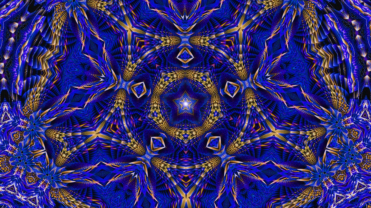 Wallpaper Fractal Pattern Kaleidoscope Abstraction Blue Hd Picture