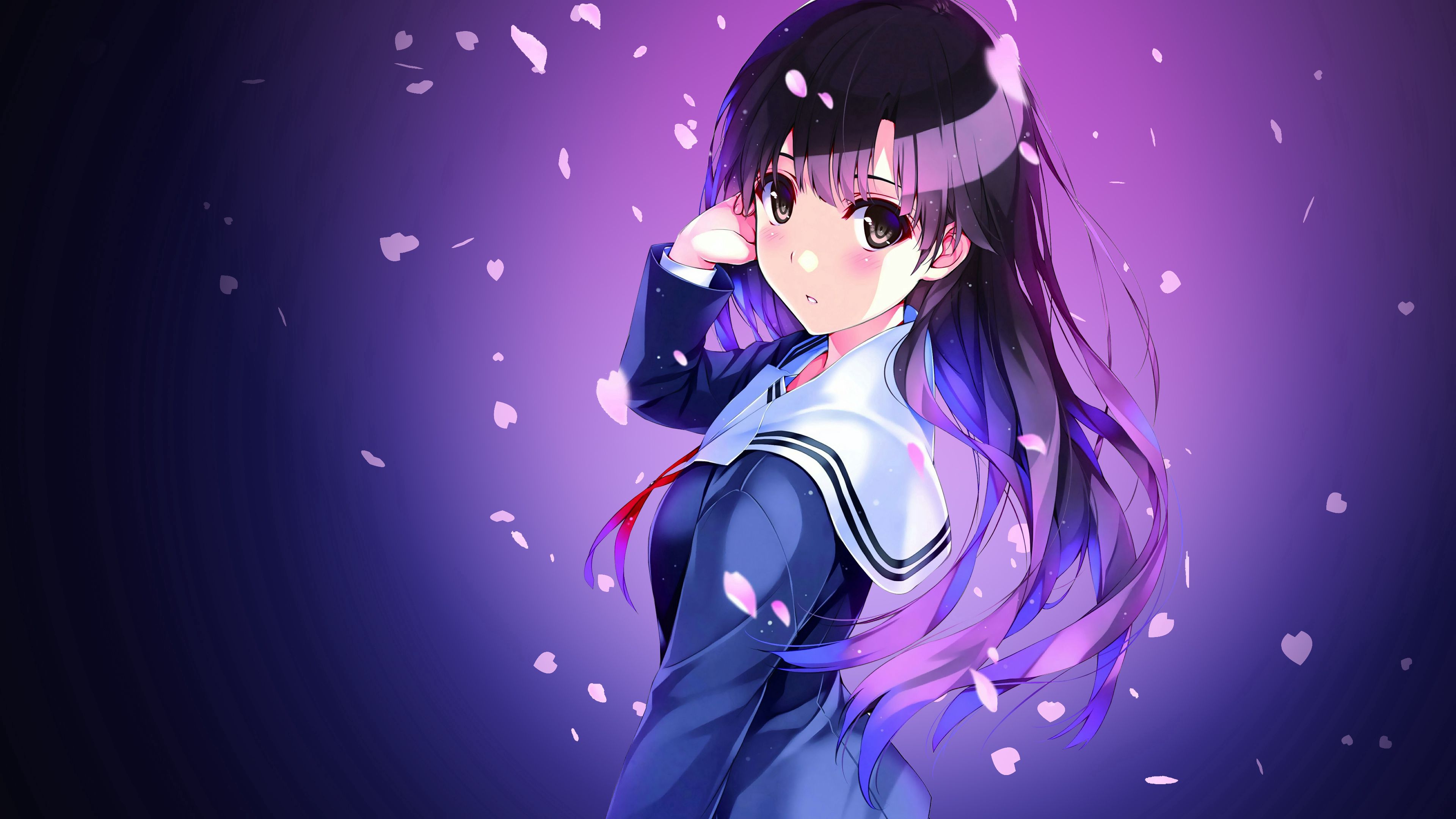 Download Wallpaper 3840x2160 Anime Schoolgirl Uniform Girl Hd Background