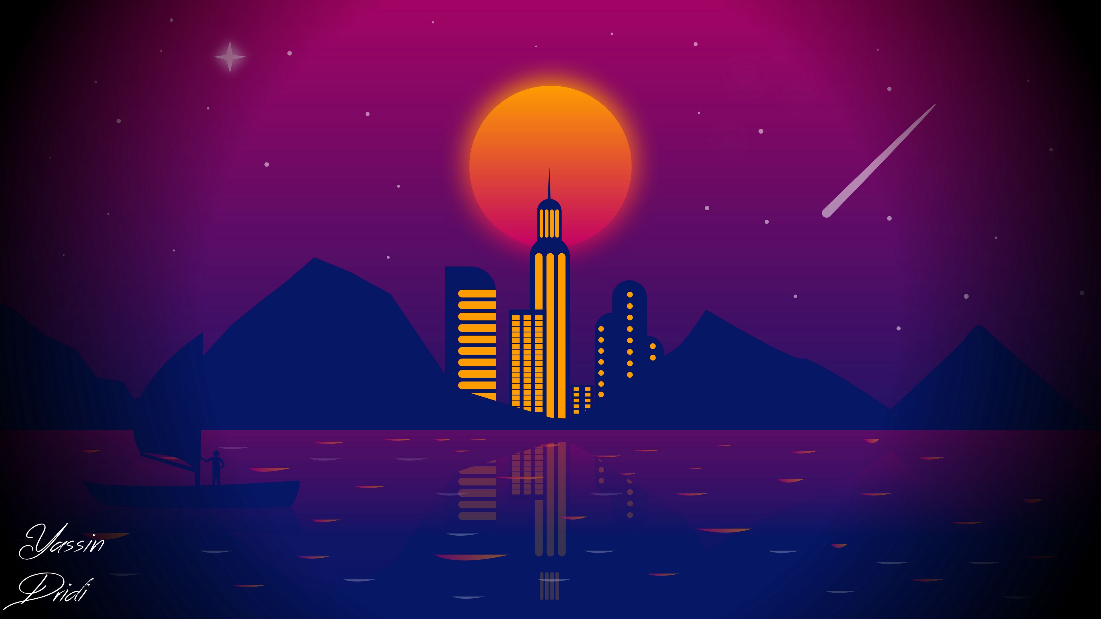 Download Download wallpaper 3840x2160 city, vector, art, night ...