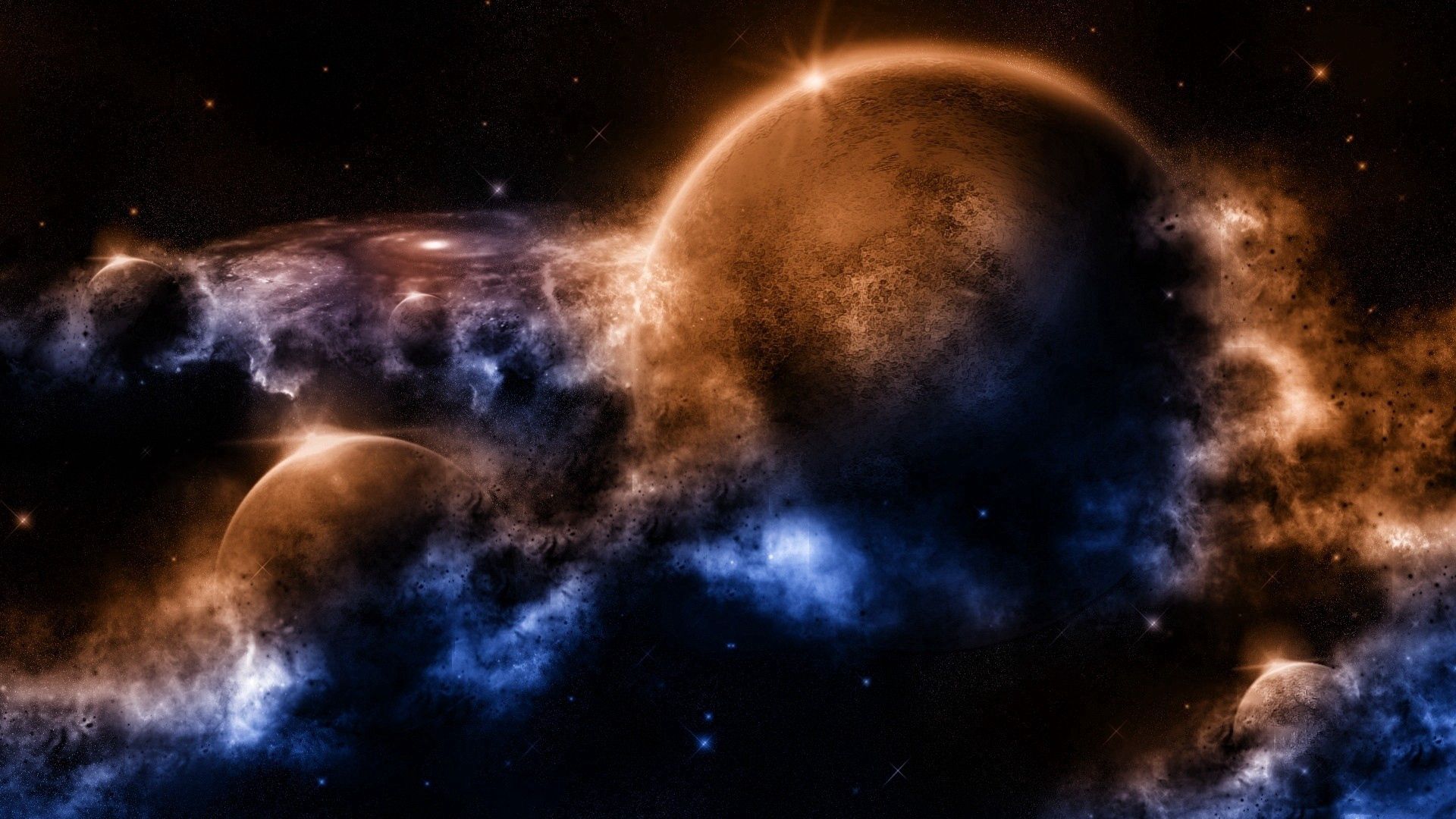 Download Wallpaper 1920x1080 Outer Space Planets Worlds Hd Background