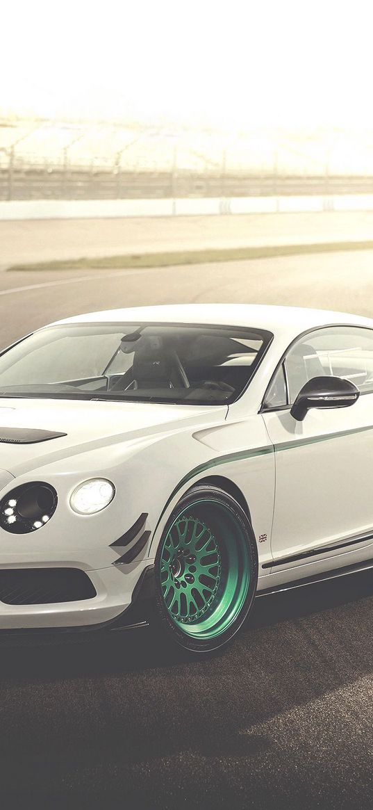 bentley, continental, gt3-r, white, side view