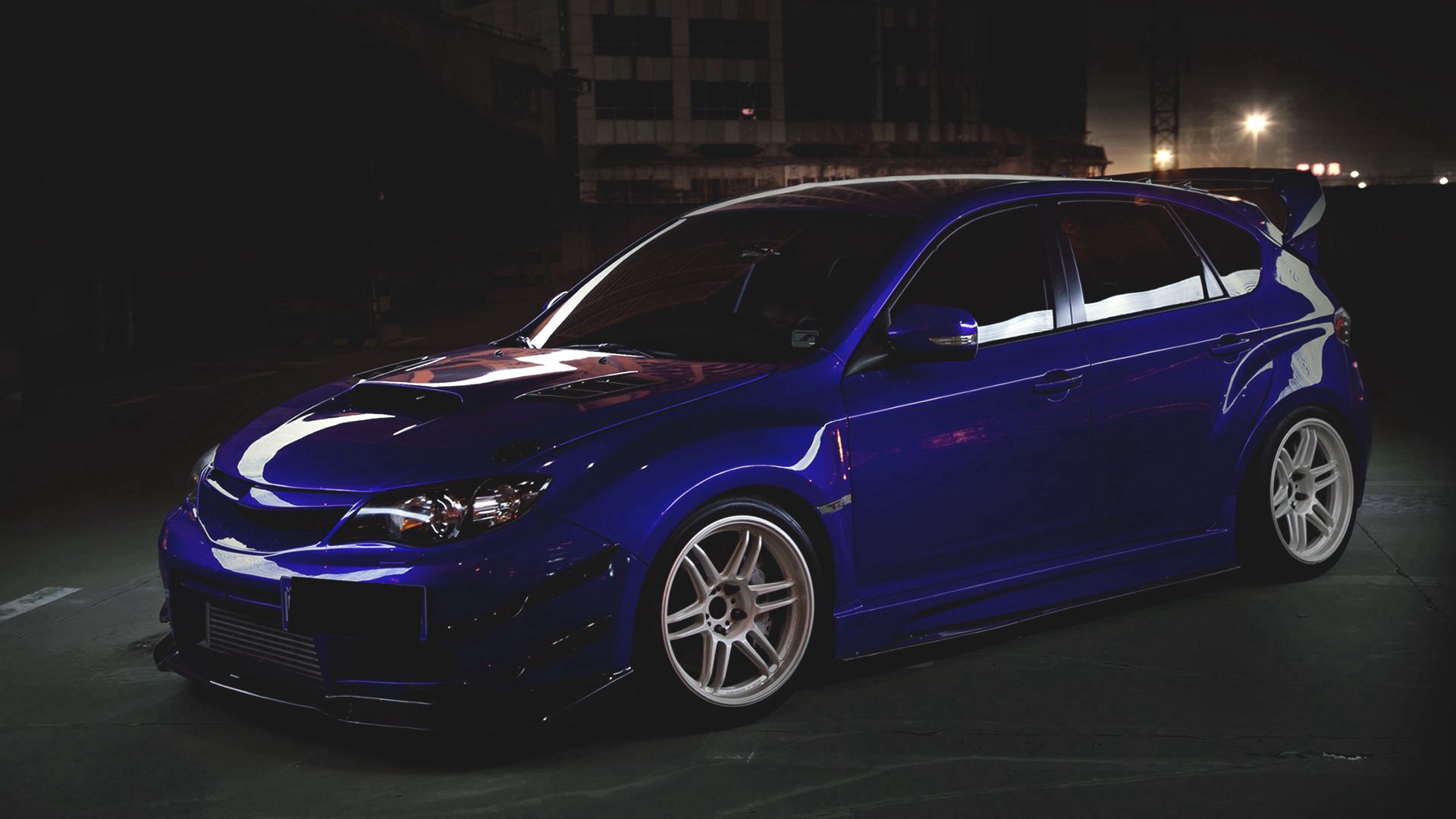 subaru, impreza, blue, side view