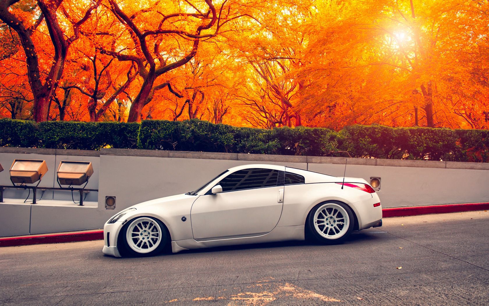 nissan, 350z, stance, autumn, sports car, side view