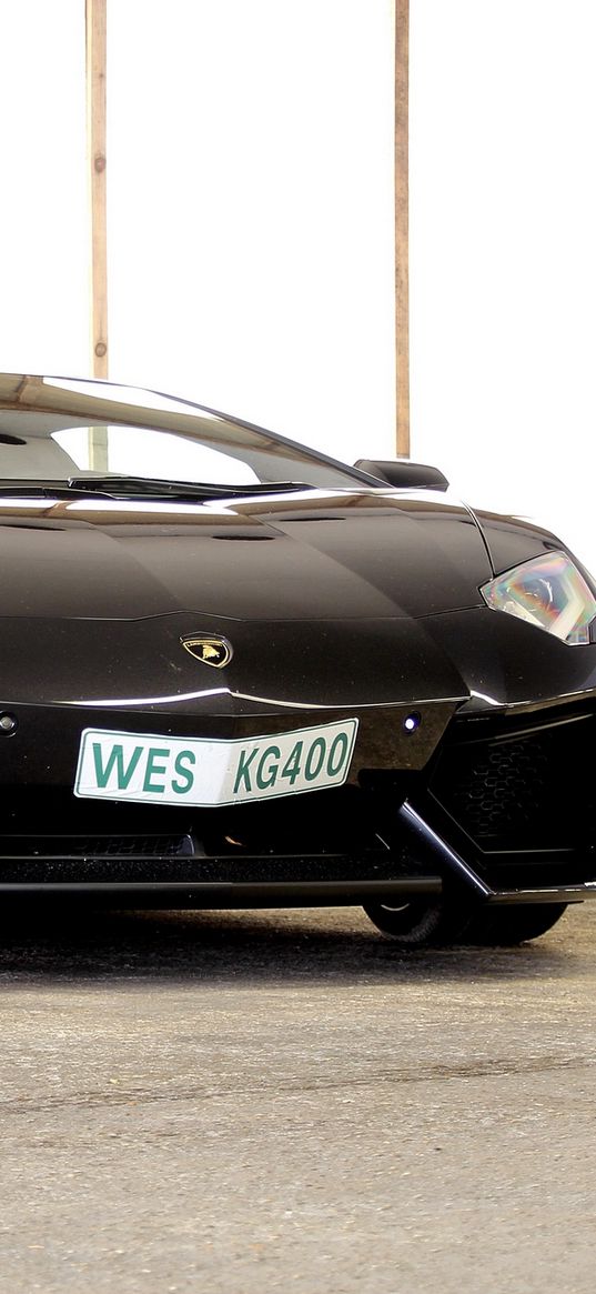 lamborghini, aventador, lp700-4, black, side view