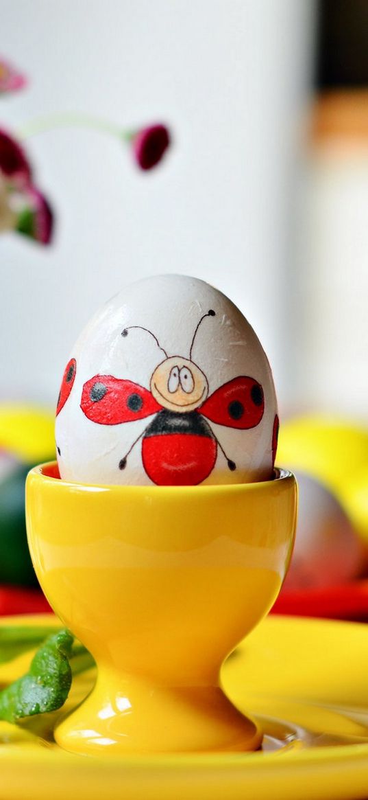 easter, egg, drawing, ladybug