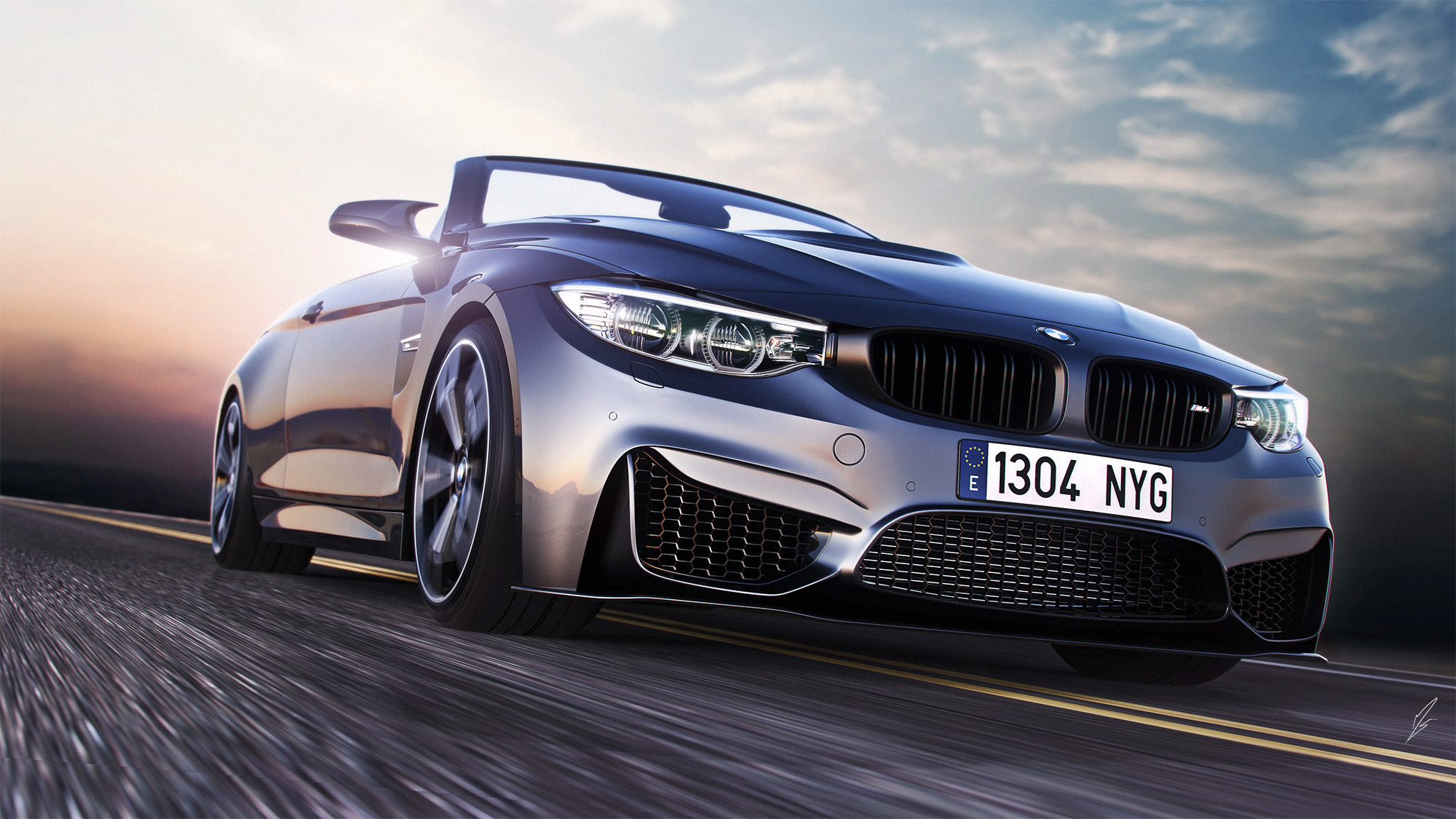 bmw, m4, convertible, front view, bumper