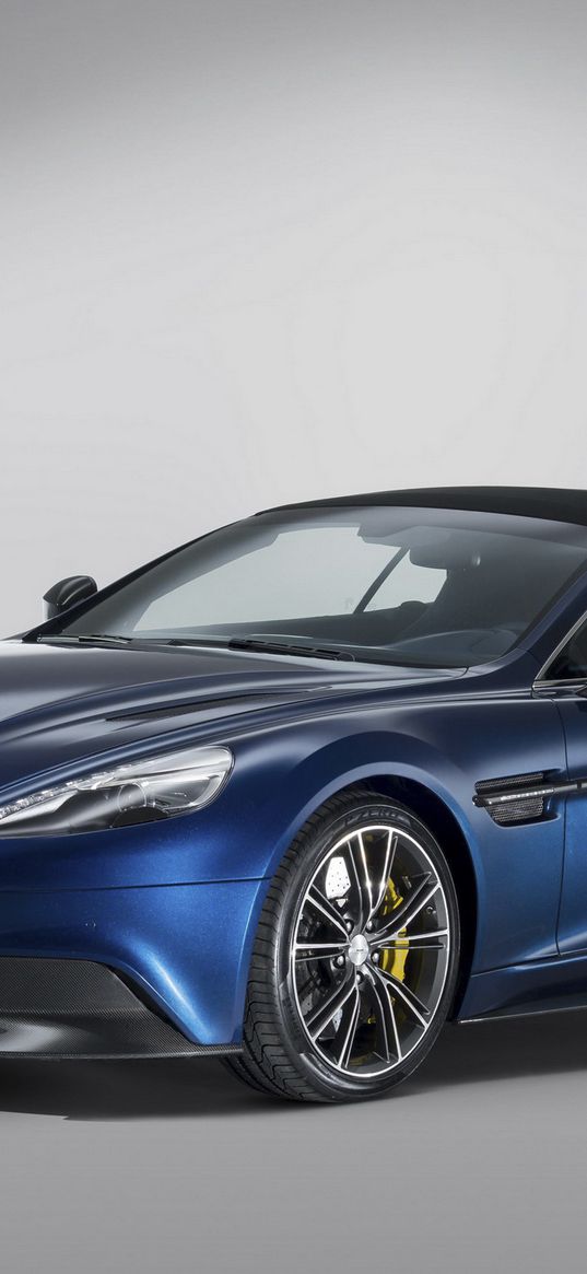 aston martin, vanquish, volante, blue, side view