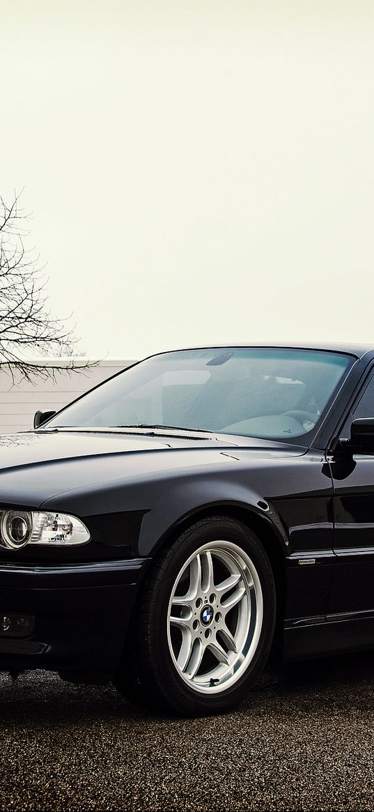 bmw, e38, 740i, car, side view, black