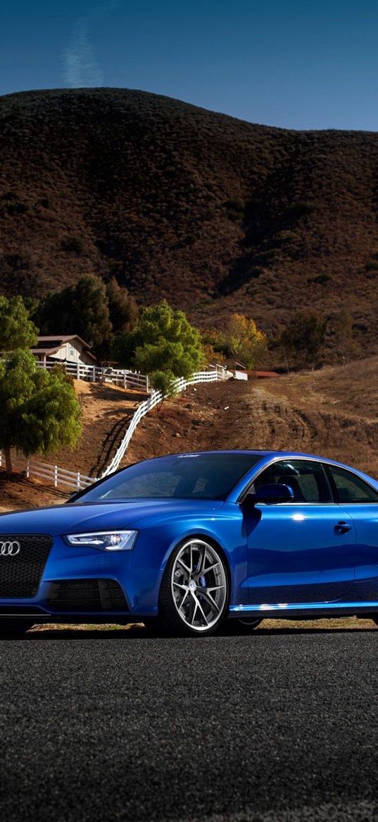 audi, rs5, blue, side view