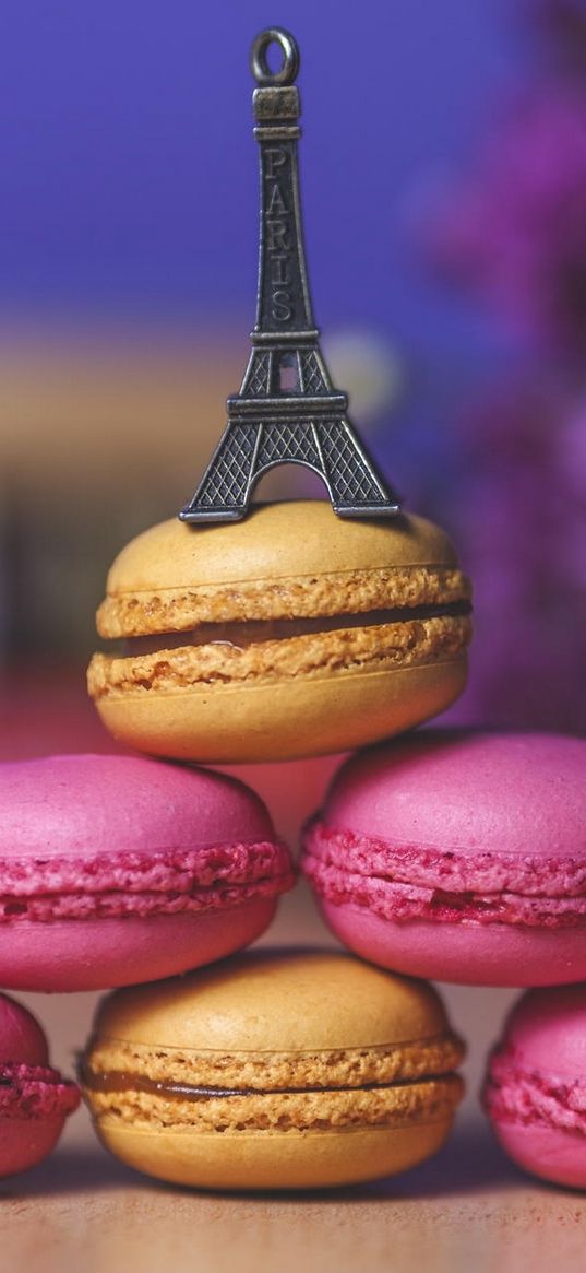 macaron, cookies, eiffel tower, cup