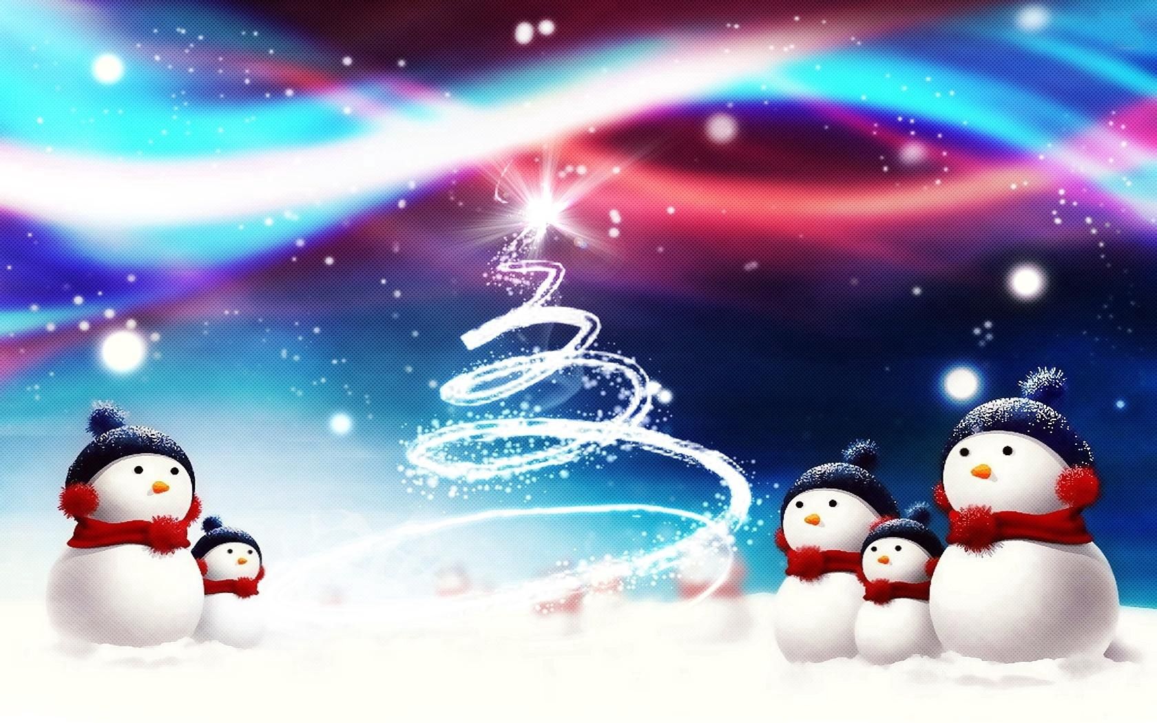 new year, christmas, snowmen, attribute, fur-tree, silhouette