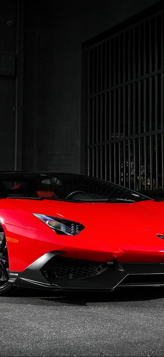 lamborghini, aventador, lp720-4, 50th anniversary, red, side view