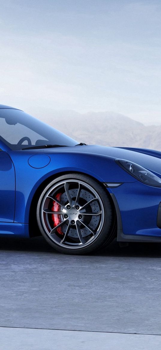 porsche, cayman, gt4, blue, side view