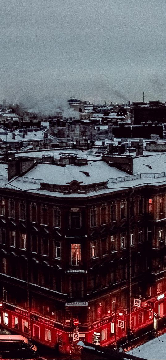 saint petersburg, peter, winter, snow, buildings, houses, roofs