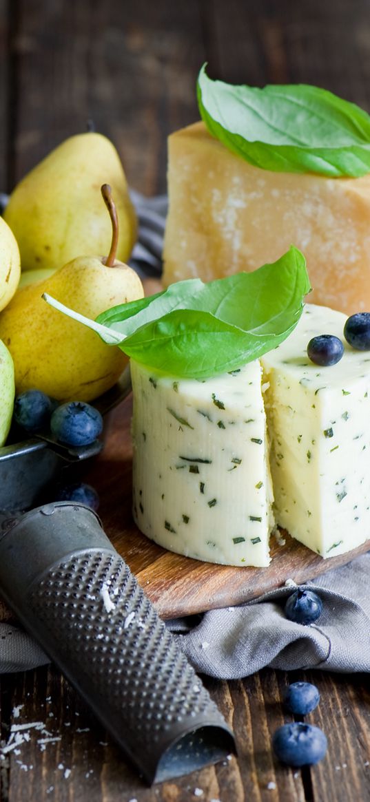 pears, cheese, berries, blueberries, still life