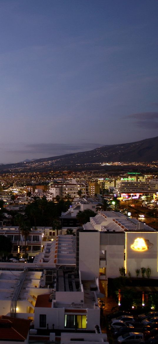 spain, tenerife, night, panorama, buildings