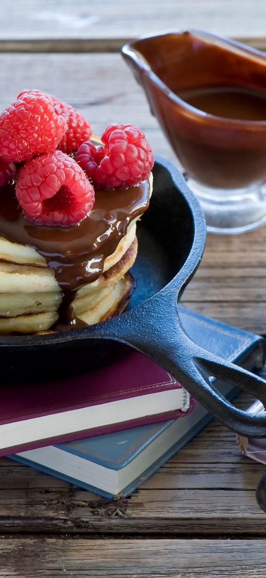 fritter, chocolate, raspberry, breakfast