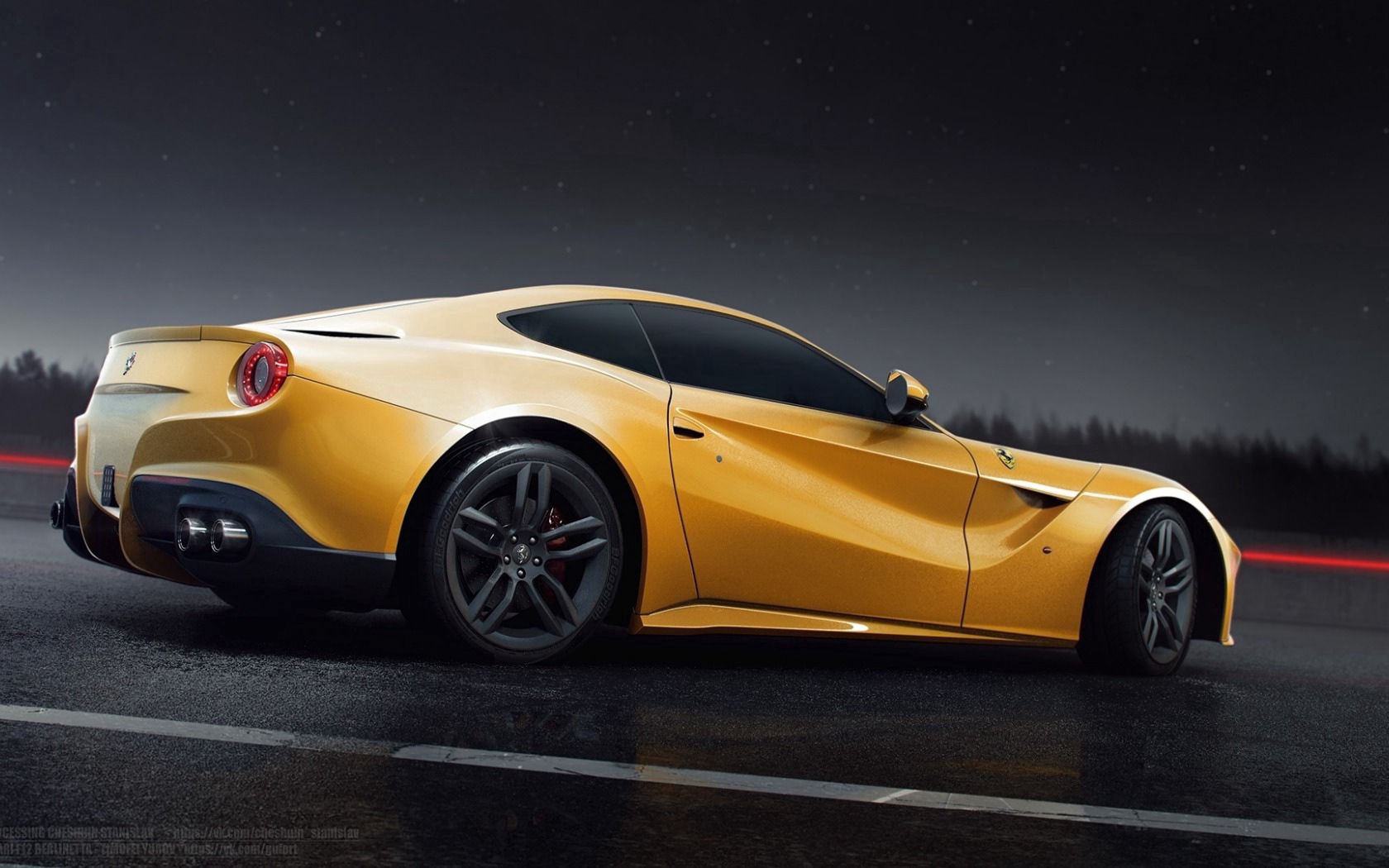 ferrari, f12, berlinetta, yellow, side view