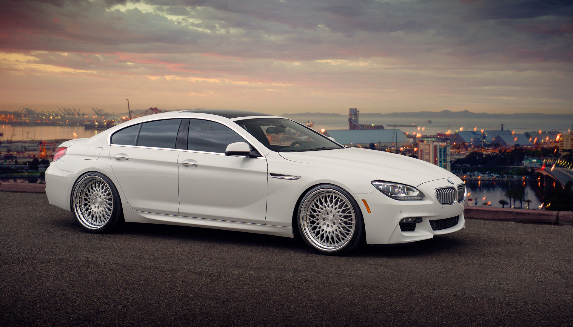 bmw, 650i, gran coupe, side view, white