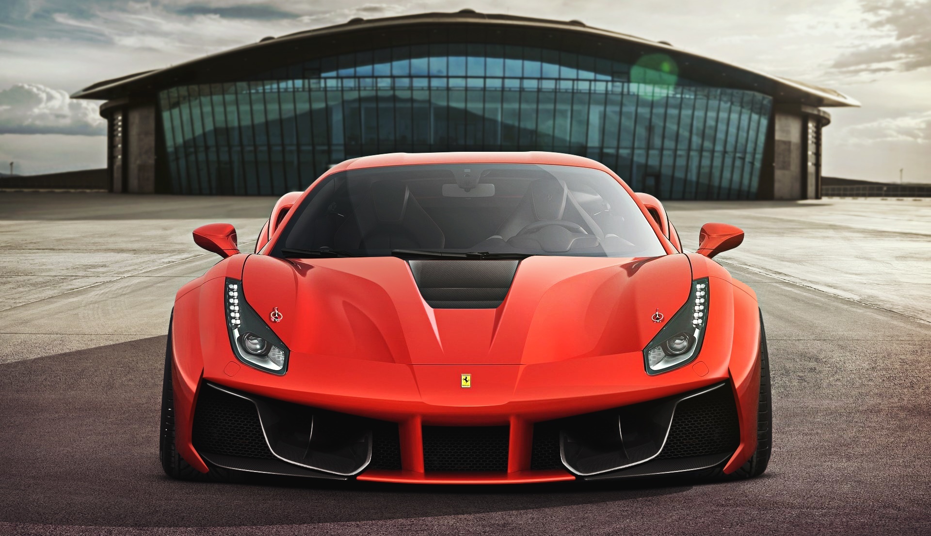 ferrari, 488, gtb, 2015, front view, red