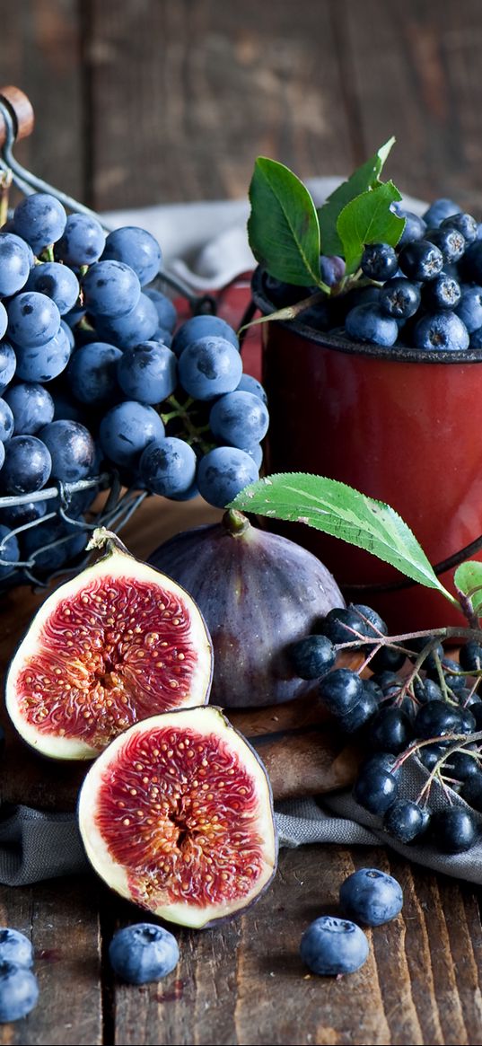 figs, grapes, blueberries