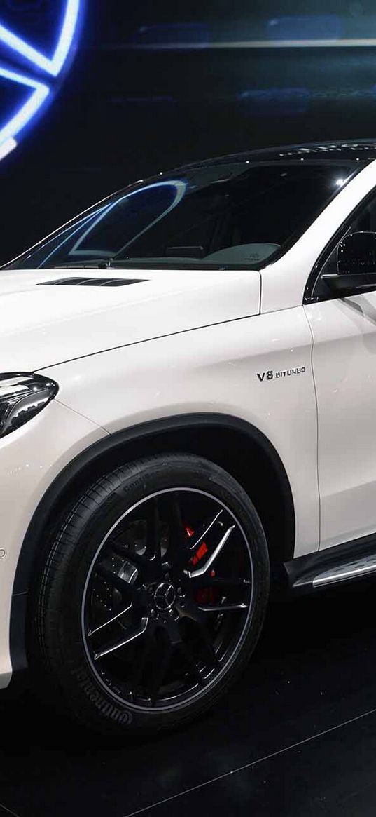 mercedes-benz gle, coupe, 2016, white, side view