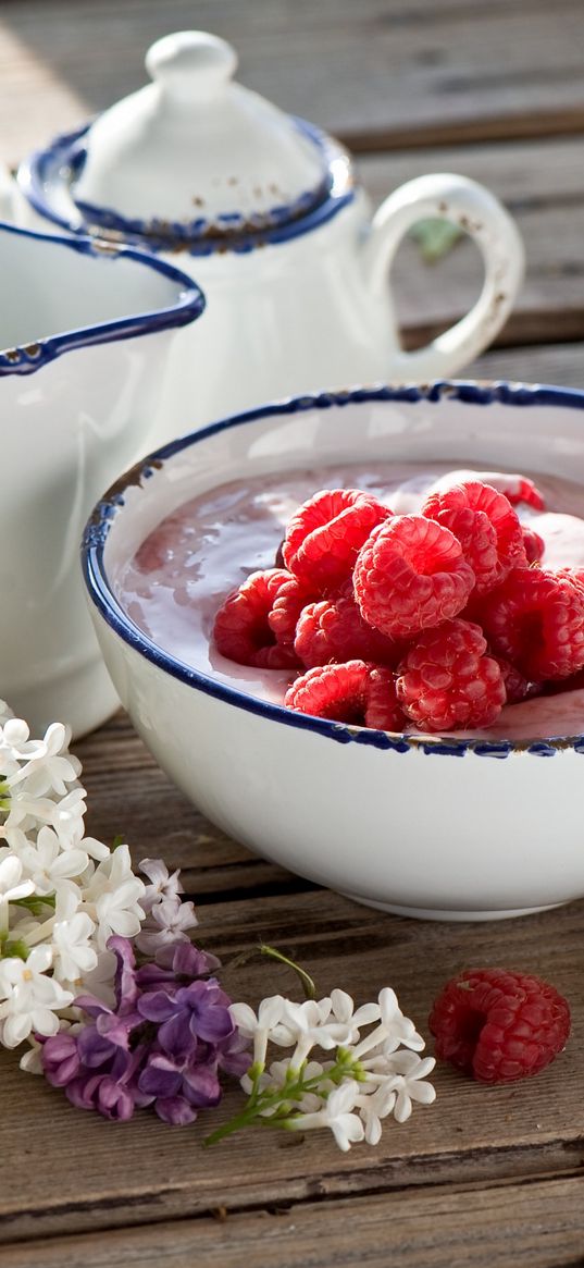 breakfast, lilac, yogurt, marshmallow, raspberry