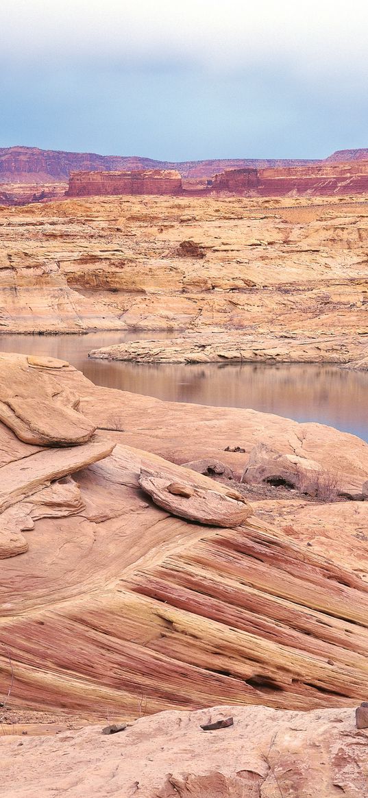 desert, sea, canyons, land, coast, stones