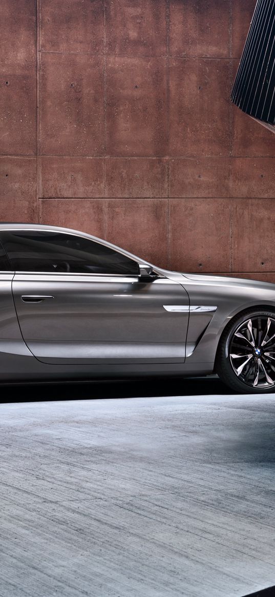 bmw, gran lusso, coupe, 2013, silver, side view