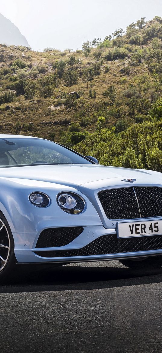 bentley, continental, gt, white, side view, road