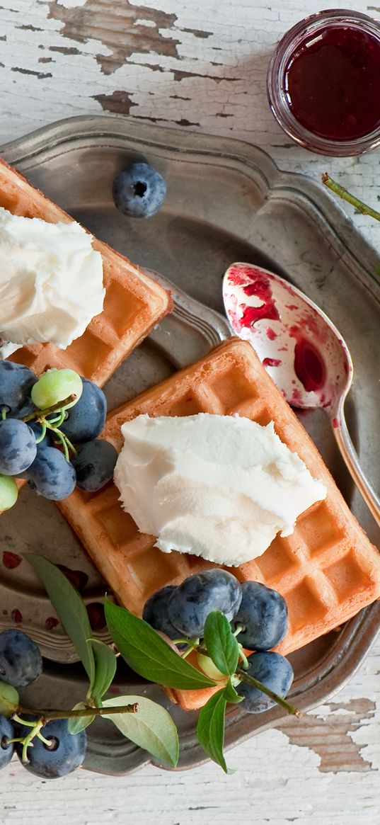 viennese wafers, waffles, dessert, blueberry, berries