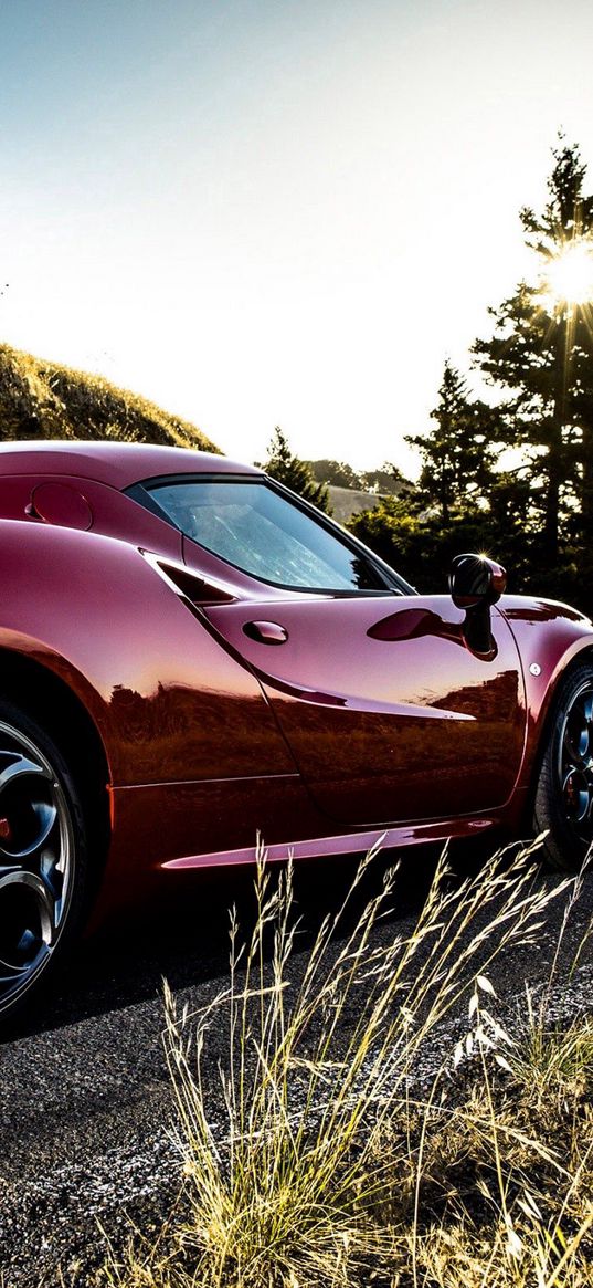 alfa romeo, alfa romeo 4c, red, side view