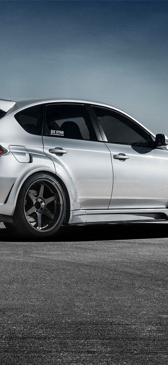 subaru, impreza, wrx, sti, white, side view