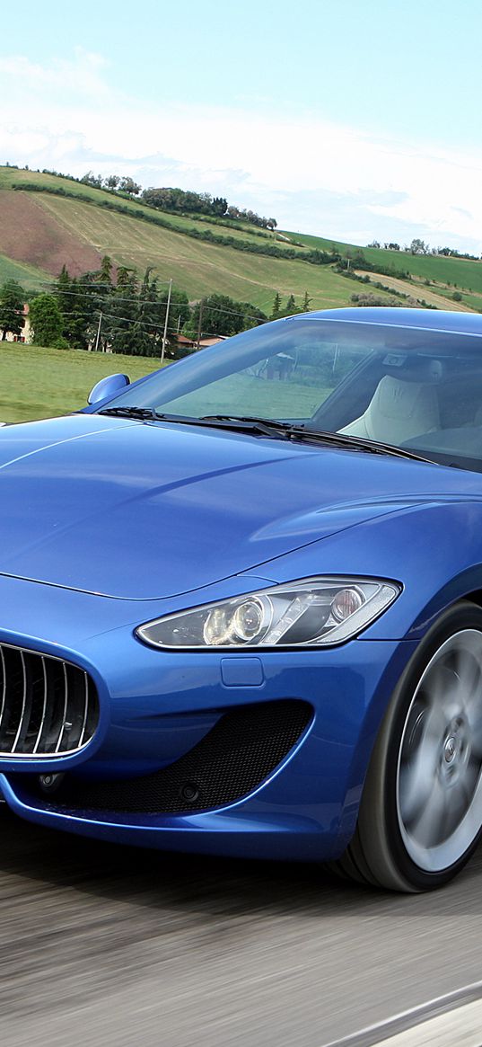 maserati, granturismo, blue, side view, speed