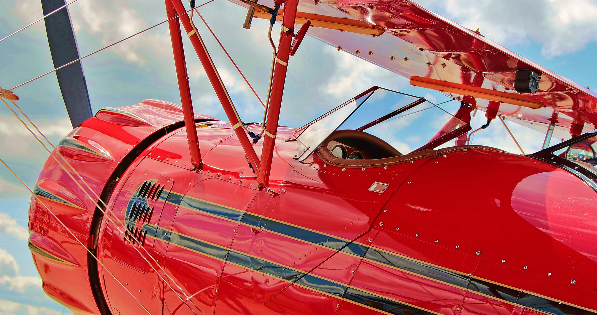 waco, ymf-5c, airplane, biplane, cockpit