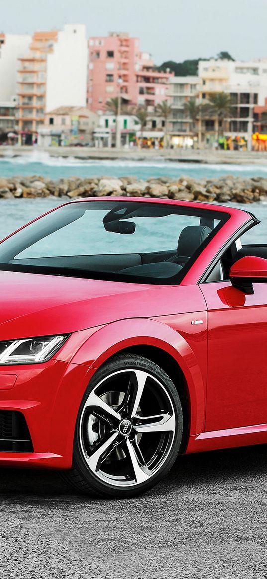 audi, tt, roadster, quattro s, convertible, red