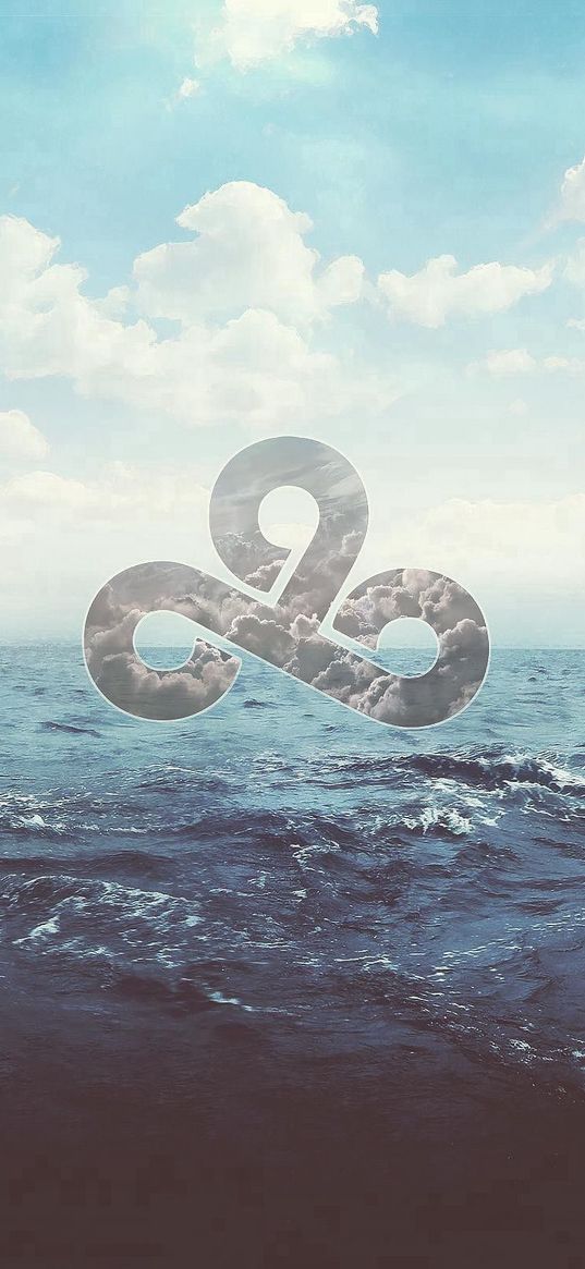 sea, waves, clouds, nine, sign