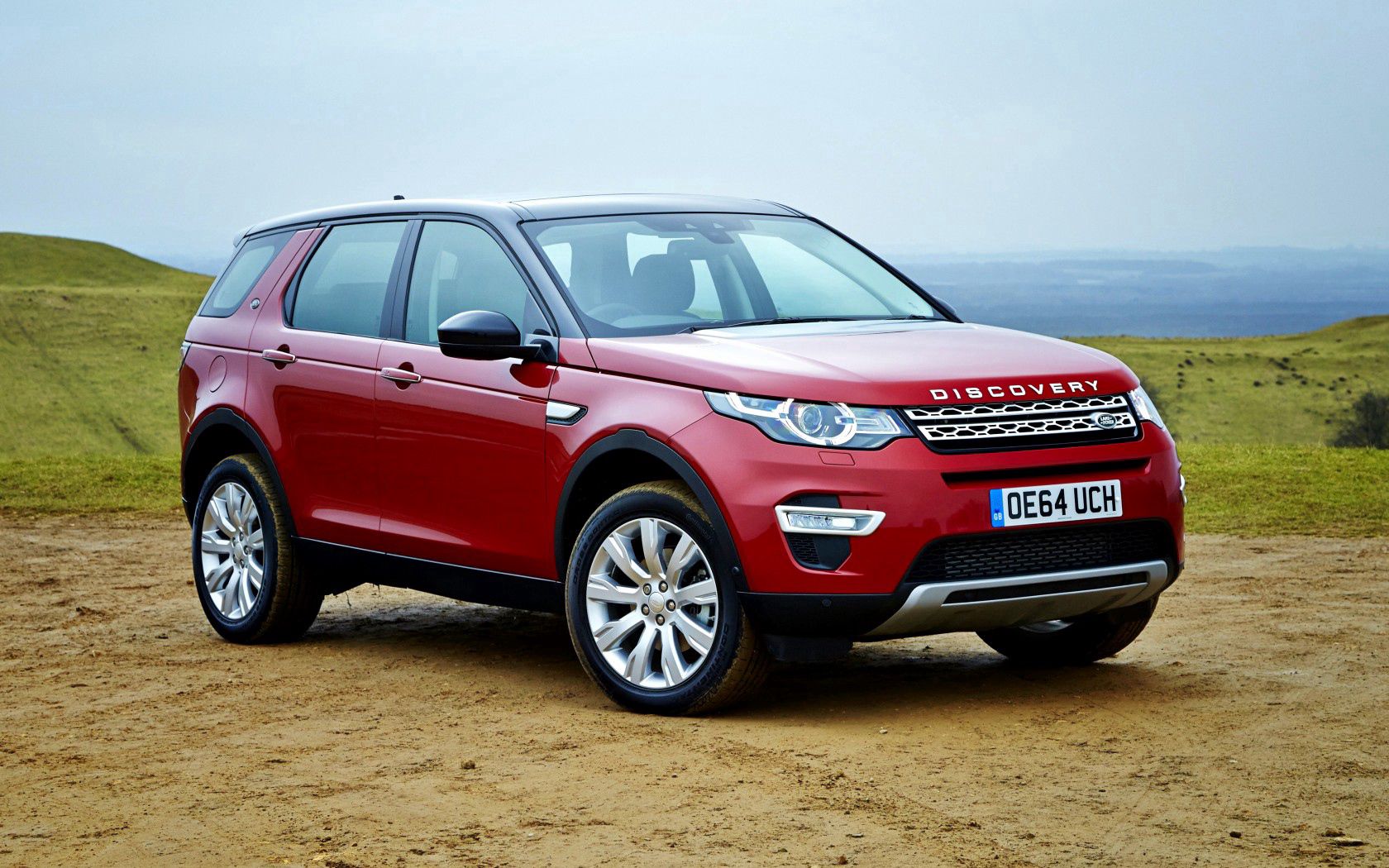 land rover, discovery, sport, red, side view