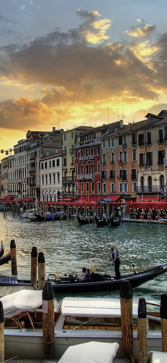 italy, venice, houses, canal, hdr