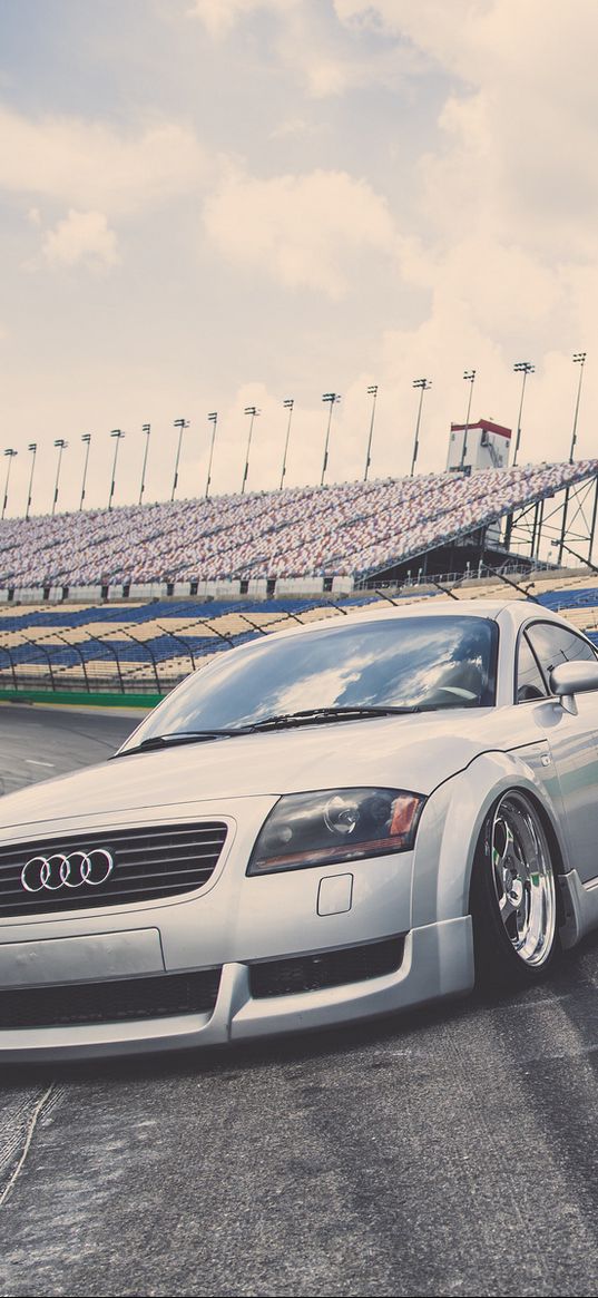 audi, tt, sports car, silver, front view