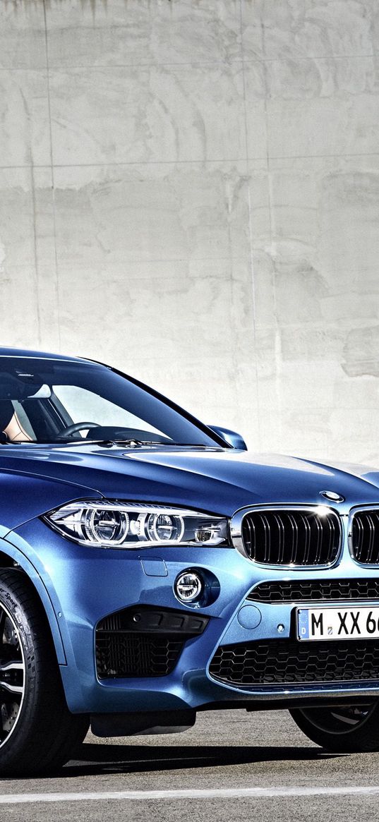 bmw, x6, m, 2015, blue, side view