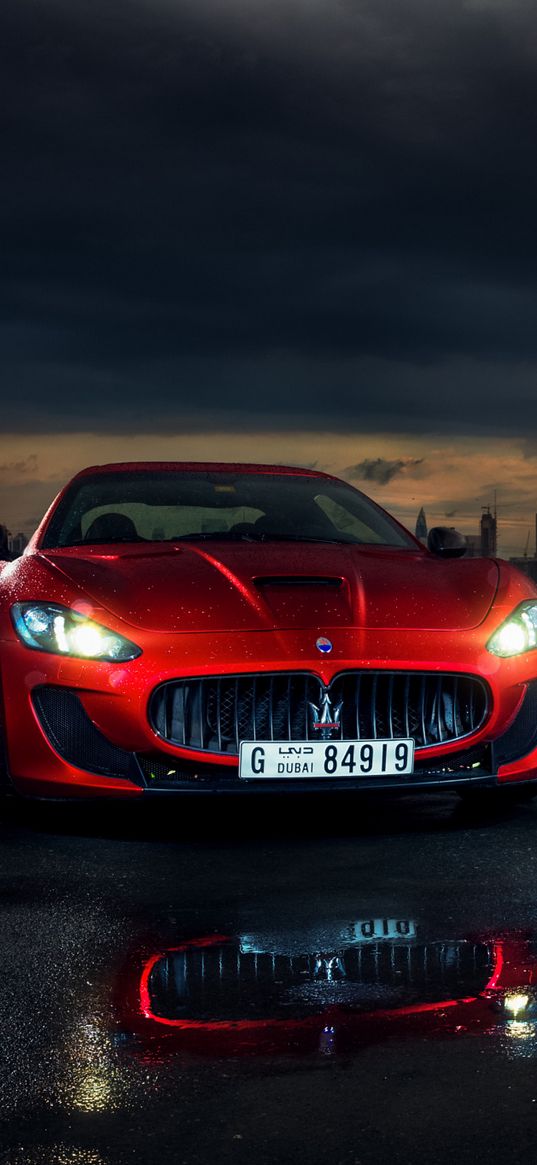 maserati, granturismo, mc stradale, red, front view