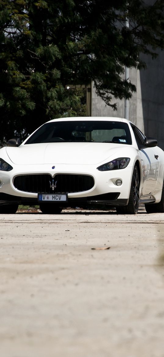 maserati, granturismo, white, front view