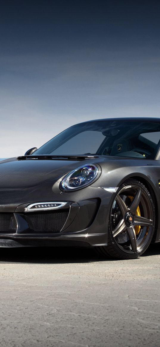 porsche, 911, turbo, gtr, carbon edition, 991, black