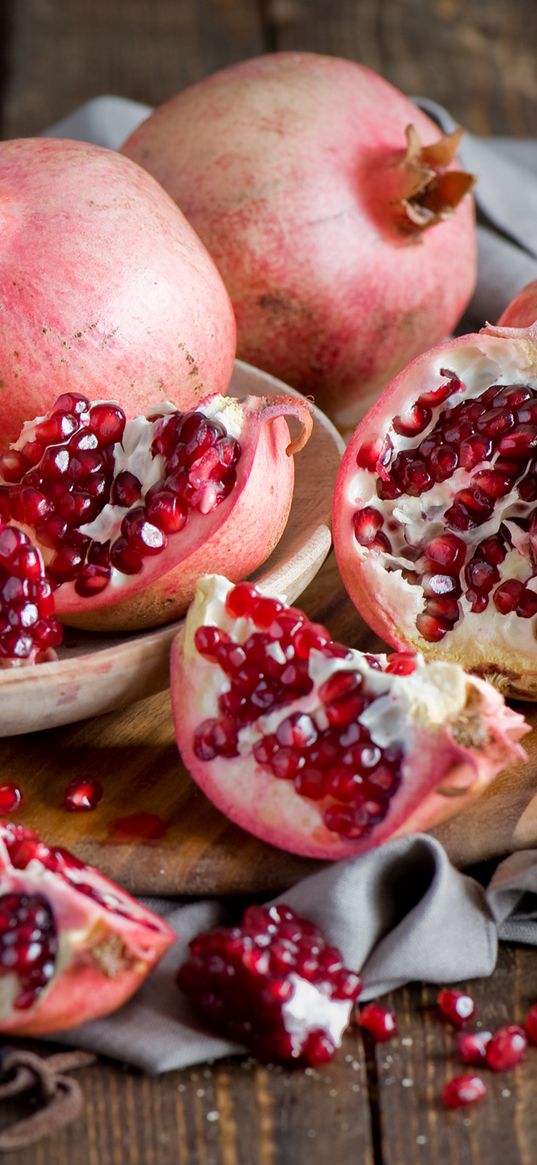 pomegranate, fruit, berries, dishes, still life