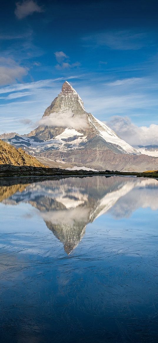 alps, matterhorn, mountain, lake, reflection