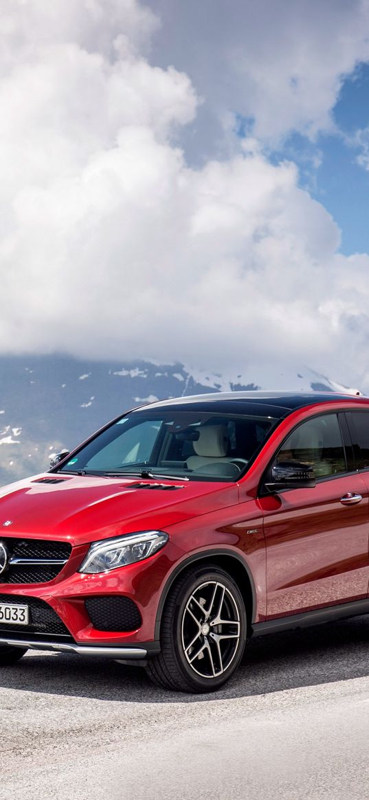 mercedes-benz, gle 450, amg, 4matic, coupe, red