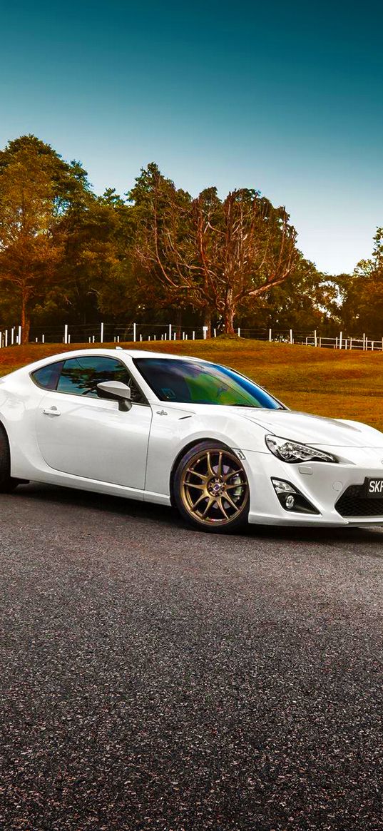 toyota, gt86, white, side view