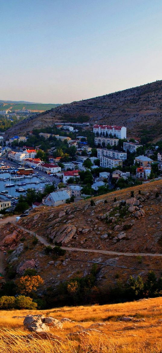 crimea, balaklava, river, boats, mountains