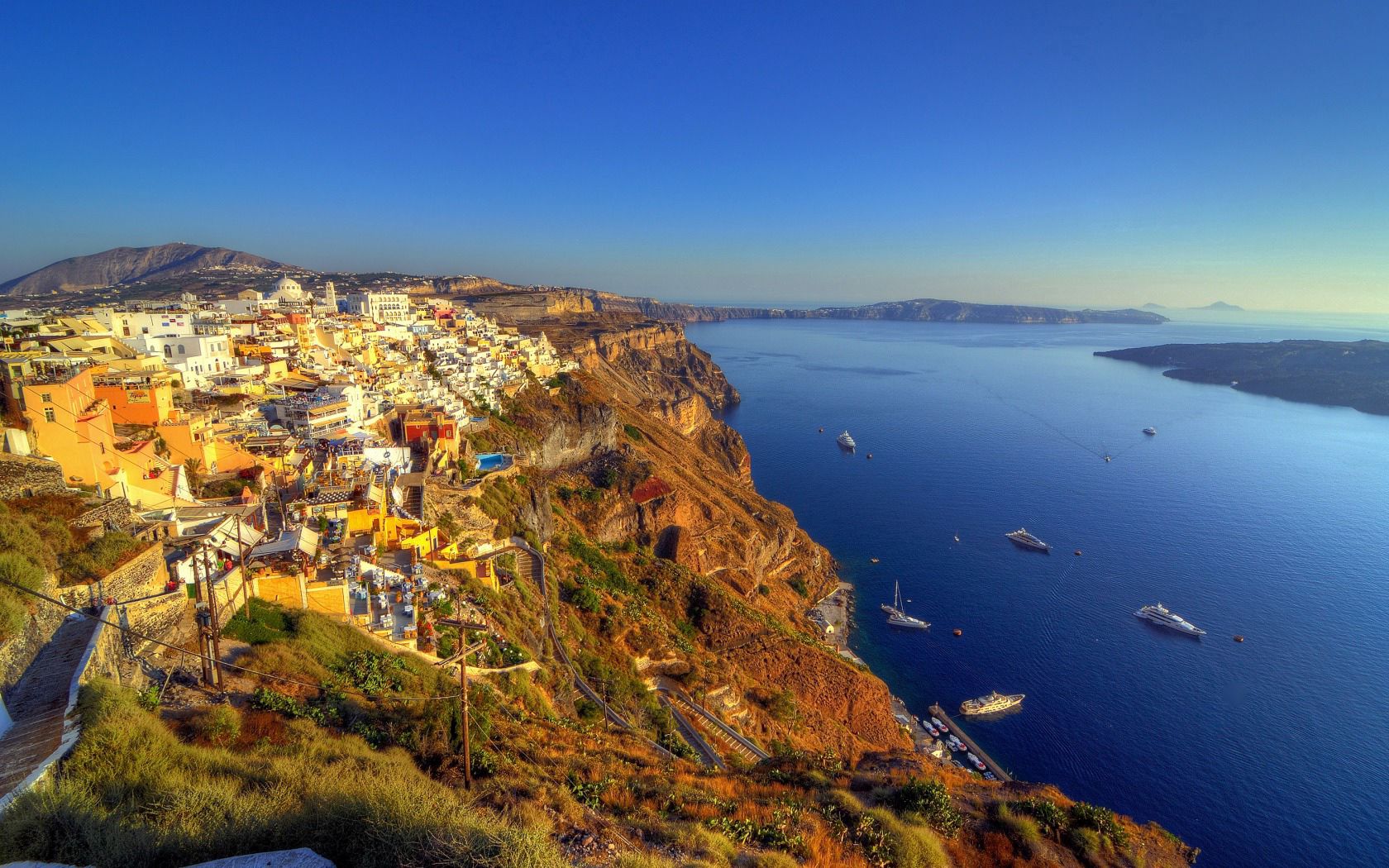 greece, santorini, island, sea, hdr